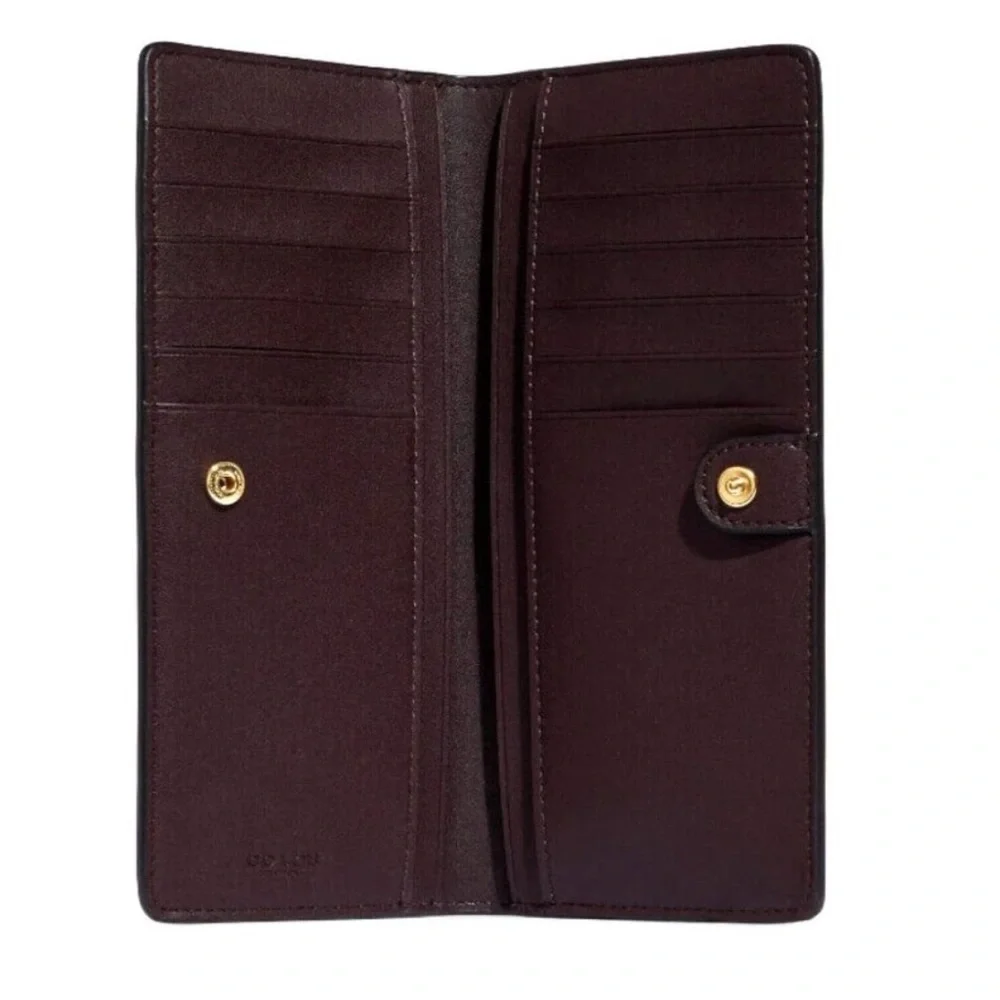 Coach Slim Zip Wallet With Penguin Print Gold/Black Multi